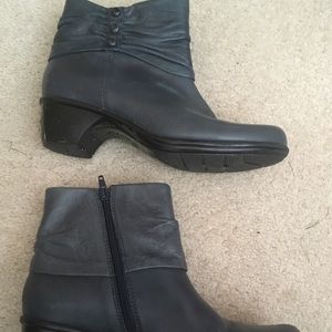 Grey leather booties